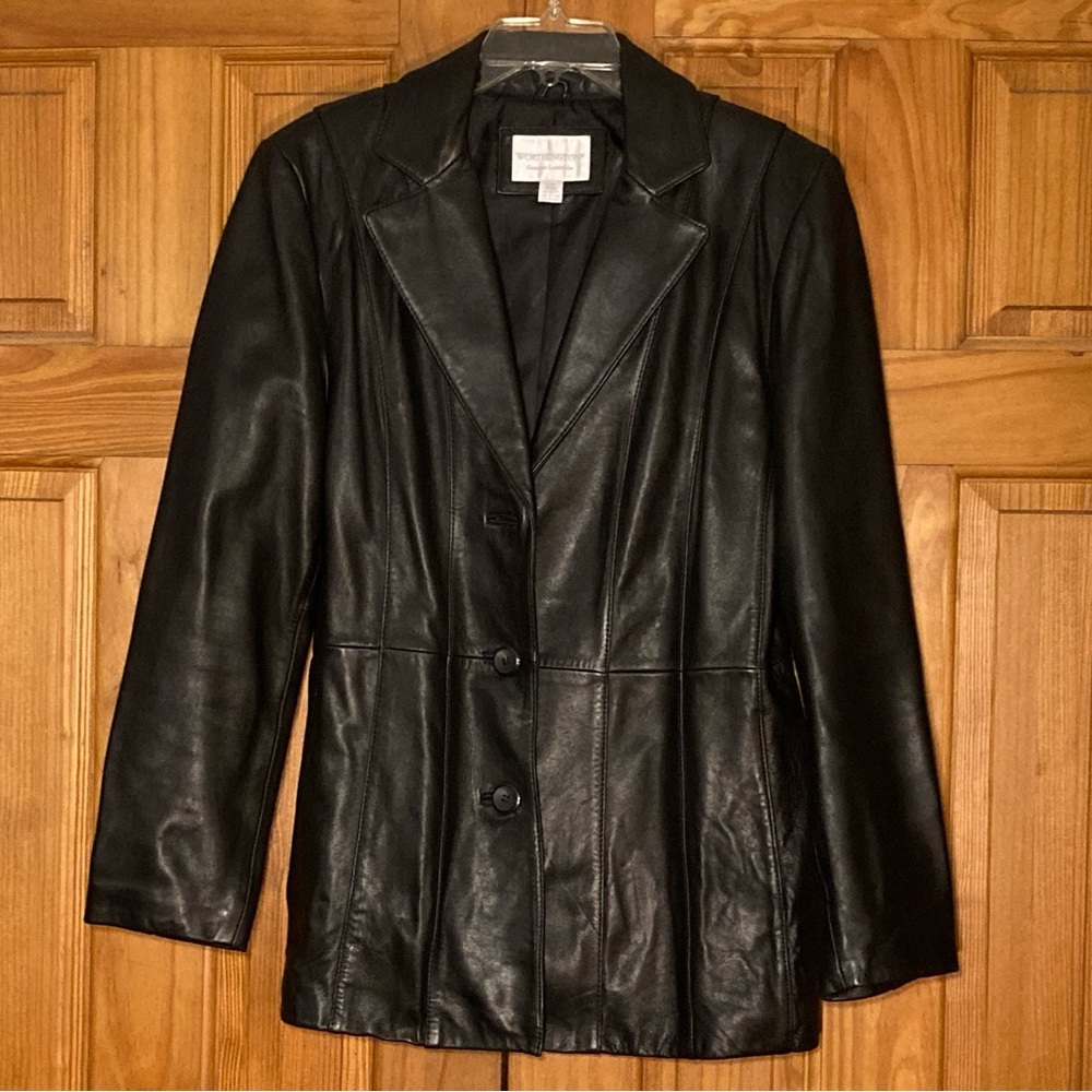 Worthington Vintage 80s 90s Jacket Genuine Lambskin Leather Black Size L Large